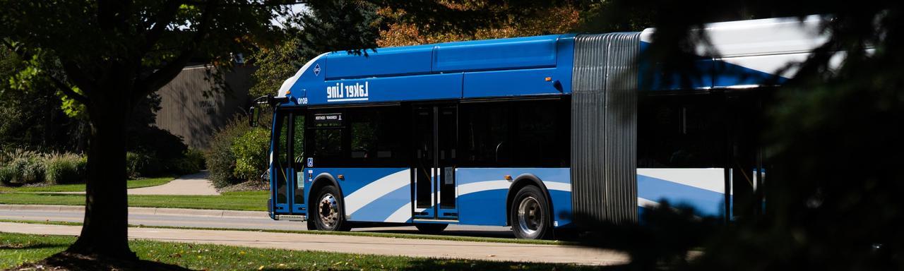 Laker Line bus on Allendale campus